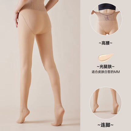 Flower Fairy Water Light Socks Autumn and Winter fleece-lined Thickened Leggings Women's High Waist Abdominal Hip-lifting Pantyhose Light Leg Artifact
