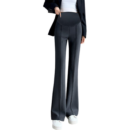 Pregnant women fleece-lined autumn and winter new goddess pants micro-pants split slim slim outer wear pants suit pants