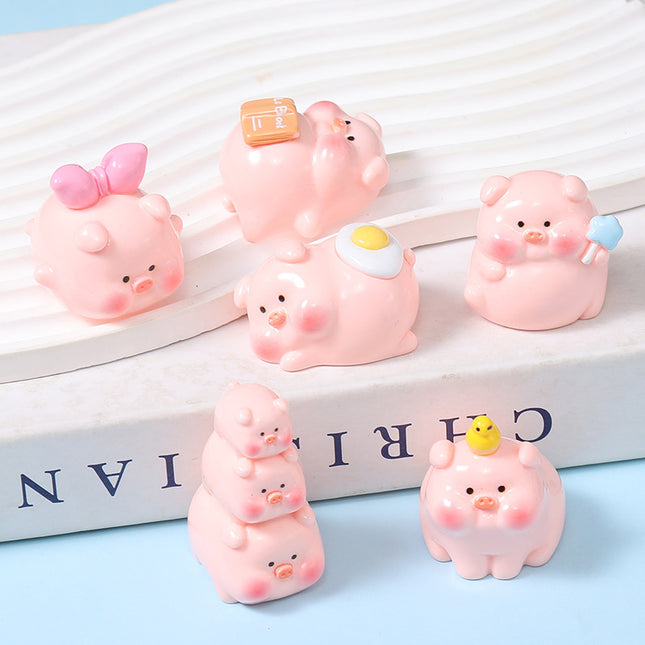 Resin stereo cartoon pig diy jewelry accessories car micro landscape ornaments keychain blind bag handmade materials