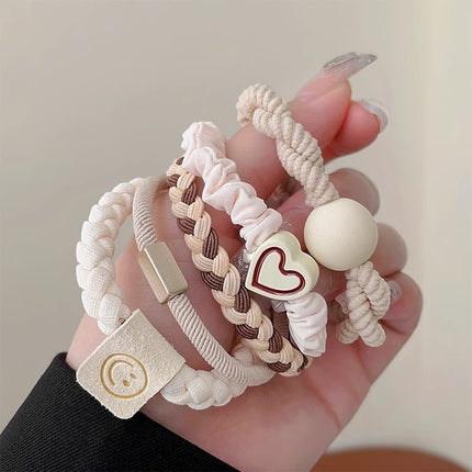 High-End Black Ponytail Hair Rope, Durable Large Intestine Hair Tie, Small Intestine Headband, Scalp Band, Headband, Women's Hair Accessories, Leather Case
