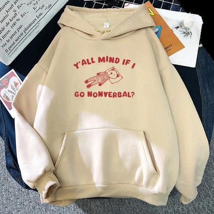 Yall Mind Kawaii Cartoon Graphic Print Hoodies Long Sleeve