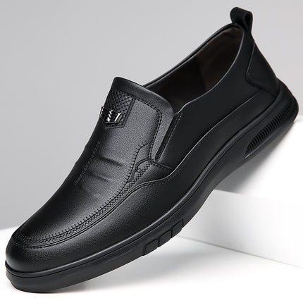 Men's Leather Shoes Spring Season Genuine Leather British Style Business Casual Men's Shoes 2026 New Model Slip-On Soft Sole Wide-Fit Dad Shoes