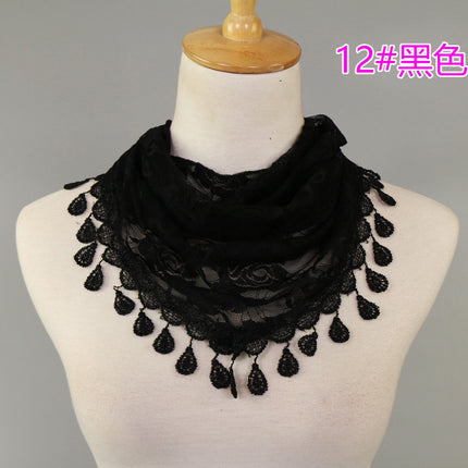 Hot Selling Lace Triangle Scarf Cut Out Korean Triangle Scarf Women's Export Hot Selling Summer Sun Protection Decorative Veil