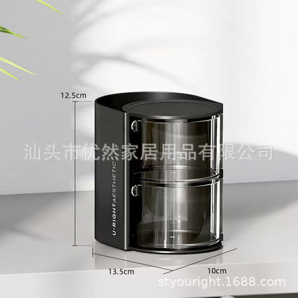 Cross-Border Powder Puff Rotating Storage Box Dust-Proof Desktop Beauty Egg Air Cushion Stand Dressing Table Multi-Layer Lipstick Eyebrow Pencil Storage
