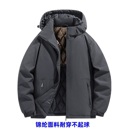Factory Winter Cotton Clothes Men's Plus Size Casual Cotton Clothes Trendy Removable Cap Charge Clothes Graphene Warm Clothes