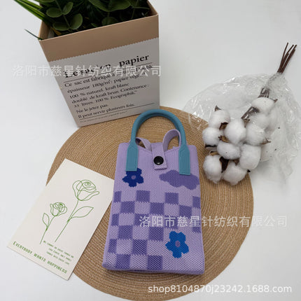 Girl's Heart-Shaped Knitted Crossbody Bag