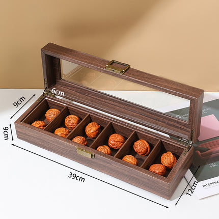 Dustproof High-end Walnut Storage Box Vintage Leather Storage Box Lion Head Handstring Box Beads Display Box