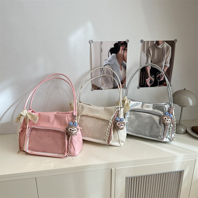 New Cartoon Transparent Pain Bag, Cute Large-Capacity Tote Bag, Fashionable Women's Shoulder Bag, Class Mouse School Bag