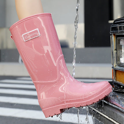 New Style Rain Boots for Women, High-Top Rain Boots, Korean Style Non-Slip Waterproof Boots, Thickened and Wear-Resistant Work Overshoes, Long Waterproof Shoes