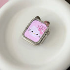 42mm s10 generation / Silver diamond-encrusted kt cat protective case