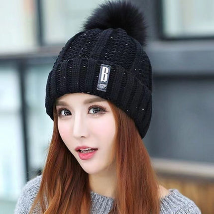 Winter Korean Style Woolen Hat for Women with Velvet and Thickeneded Scarf for Mothers to Heattech and Cold-Proof Knitted Trendy Hat for Cycling