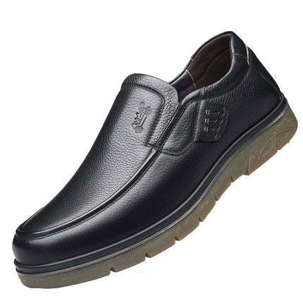 Men's Leather Shoes, Genuine Leather, Business Casual, Versatile, Breathable, Middle-Aged and Elderly Dad's Leather Shoes, Tendon Sole Slip-Ons