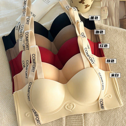 Cross-Border Popular Style No-Wire, Traceless Underwear for Women, Lifting and Supporting Breasts, Small Breasts, Push-Up and Enlargement, Adjustable Letter Bra