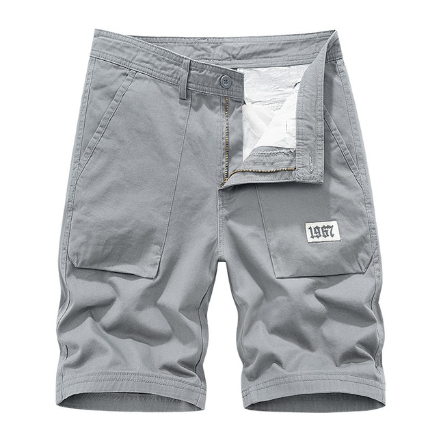 Casual Shorts Men's Summer Japanese Tooling Fashion All-match Solid Color Straight Men's Five-point Pants Washed Tooling Pants Men's