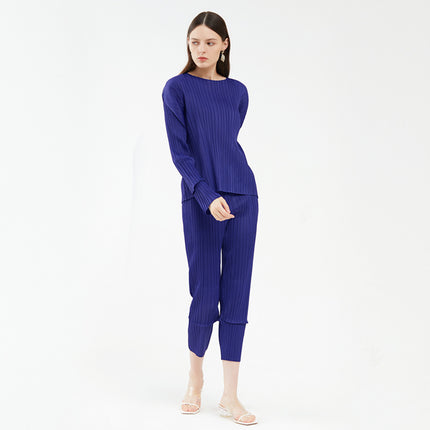 2026 Spring New Women's Fashion Patchwork Casual Set Long Sleeve Top Fashionable Versatile Skinny Pants Two-Piece Set for Women