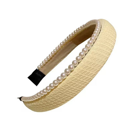 Korean version of spring and summer new style small fragrance double-layer pearl sponge hairband simple high Skull top sweet pressure hair accessories wholesale
