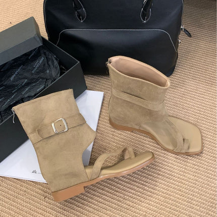 Korean Style Niche Retro Women's Boots Punk Street Color-Washed Trouser Boots 2024 Winter New Mid-Calf Fashion Boots for Women