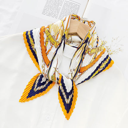 New wrinkled small square scarf female Korean imitation silk printed wrinkled small scarf Joker scarf decorative scarf wholesale