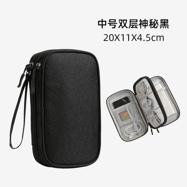 Large Data Cable Bag Storage Waterproof Multifunctional Headphone Power Cable Storage Bag Portable Three-Layer Storage Bag