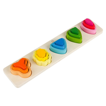 Children's Educational Montessori Geometry Set Column Early Education 3 to 6 Years Old Boys and Girls Baby Shape Matching Building Block Toys