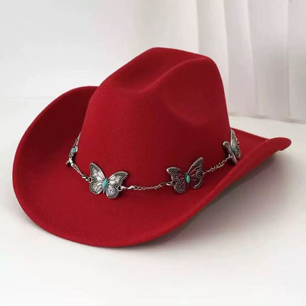 Solid Color Light Board Felt Western Cowboy Hat Outdoor Autum Hat Women's Simple French Hat Men's High-End