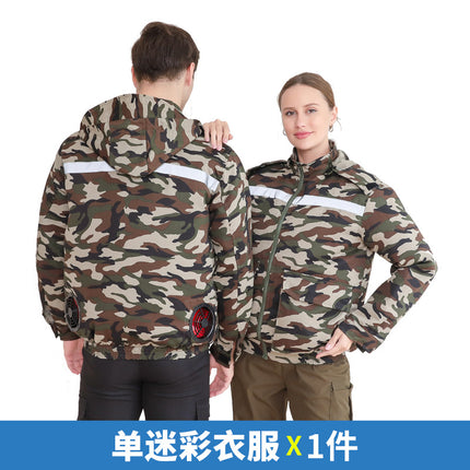 Hooded Sun Protection Air-Conditioned Clothing, Summer Air-Conditioned Clothing with Fan for Cooling, Outdoor Camouflage Work Clothes, Wholesale Workwear