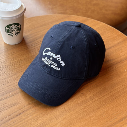 Korean Style Large Head Circumference Baseball Cap for Women, Face-Slimming Embroidered Letters, Fashionable Versatile Duckbill Cap for Men, Simple Sunshade and Sun Protection