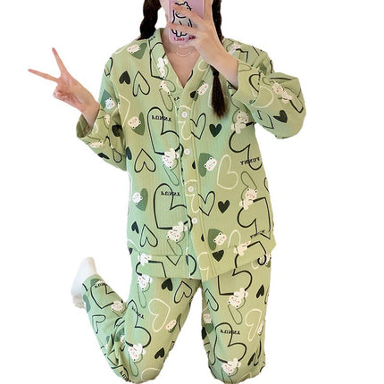 New online celebrity pregnant women nursing pajamas autumn and winter thickened plus size sandwich air cotton maternity cardigan warm confinement clothing