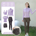 Purple [short sleeve] five-piece set (khaki brown pants) upgraded version---crazy sale / M