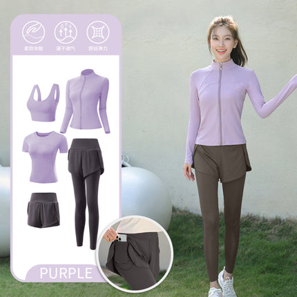 Yoga Clothing Suit for Women 2025 New Flesh-Covering Running Suit for Women Morning Running Sports Fitness Quick-Drying Clothing Wholesale