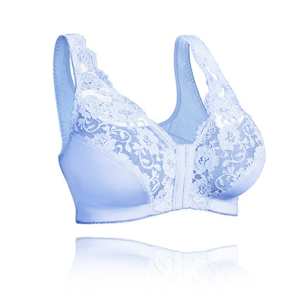 In-Stock European and American Front-Closure Sports Bra, Cross-Border Women's Plus-Size Wireless Bra with Lace Front Vest