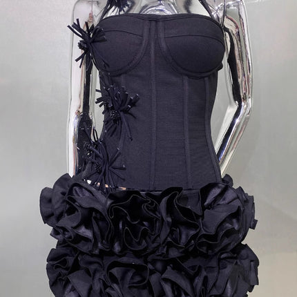 Amazon Aliexpress Popular Cross-Border Foreign Trade New Product Bandage Skirt Suit Vest Flower Two-Piece Party Dress