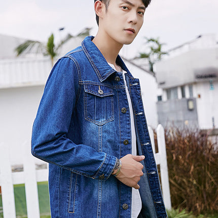 Spring and Autumn Men's Fashion Denim Jacket Korean Fashion Denim Shirt Youth Denim Slim Fit Denim Top Denim Jacket
