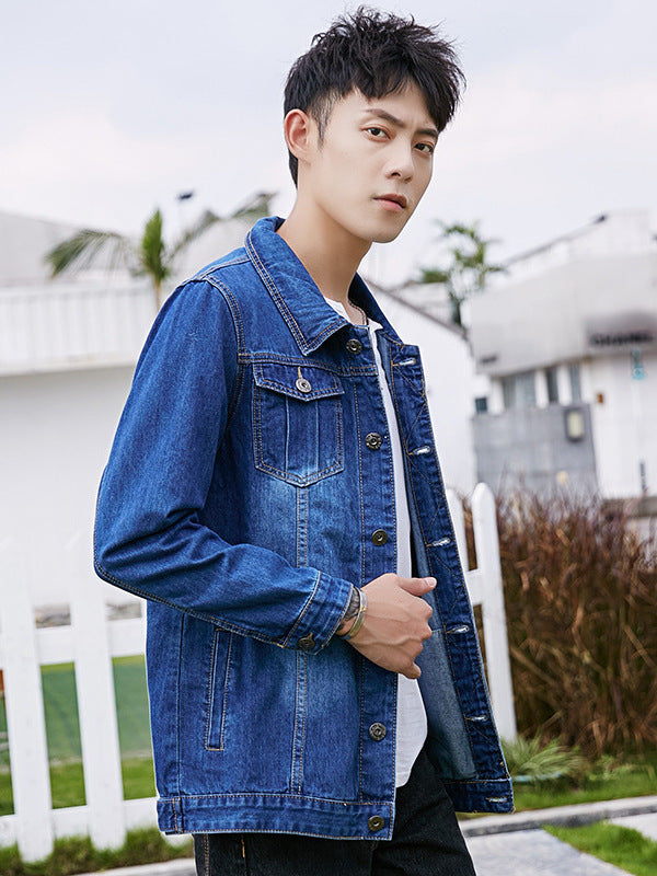 Spring and Autumn Men's Fashion Denim Jacket Korean Fashion Denim Shirt Youth Denim Slim Fit Denim Top Denim Jacket