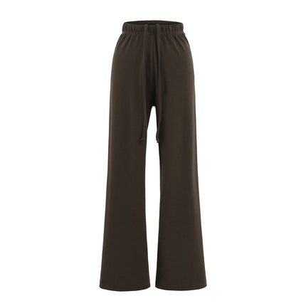 American Style Retro Summer Air-drying Knitted Wide-leg Casual Pants High Waist Drawstring Loose Straight-leg Pants Dipping Trousers