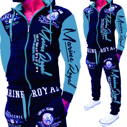 Foreign trade cross-border men's fashion two-piece hooded sweatshirt and pants hooded sportswear a large number of in stock