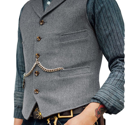 Cross-border European and American men's tough man herringbone suit collar waistcoat Ami Khaji rock punk locomotive men's waistcoat