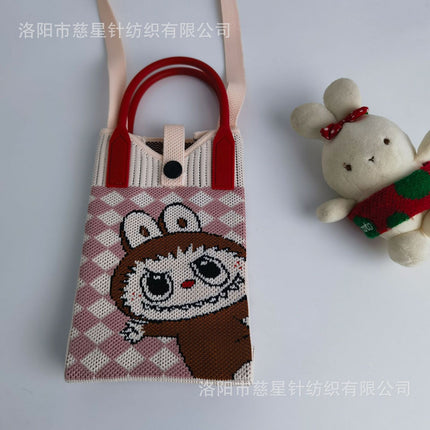 Girl's Heart-Shaped Knitted Crossbody Bag