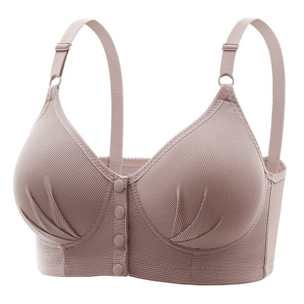 Cross-Border Middle-Aged Mother's Front Snap Vest-Style Bra Push-Up Without Rims Thin Underwear Beautiful Back Bra for Women