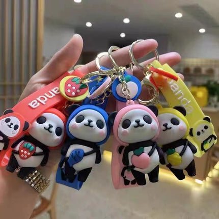 Explosive Internet Celebrity National Tide Panda Cute Doll Key Chain Silicone Car Couple Key Pendant Cartoon Bag Hanging