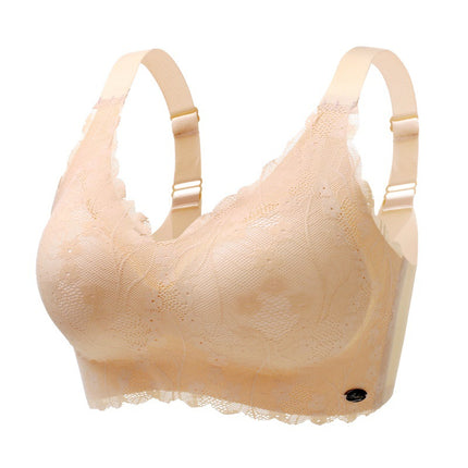 One-Piece Fixed Cup Seamless Bra Without Rims Push-Up Anti-Sagging Breast Reduction Adjustable Sports Large Size Bra