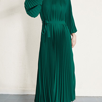 Plus-Size Women's Pleated Dress, Cross-Border Fashion, Elegant, Waist-Cinching, Slimming, High-End Long Dress, Pleated Skirt, Sweet and Fresh