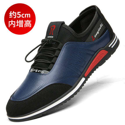 Men's Sports and Leisure Leather Shoes, Korean Style Youth Trendy Shoes, Soft Sole Heightening Men's Shoes, Four-Season Leather Shoes, Drop Shipping