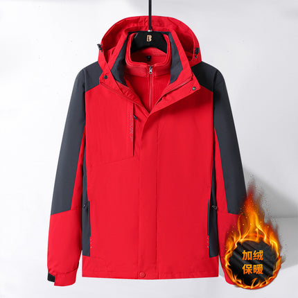 Men's and women's same outdoor jacket fleece-lined couple's jacket detachable three-in-one warm casual mountaineering men's clothing