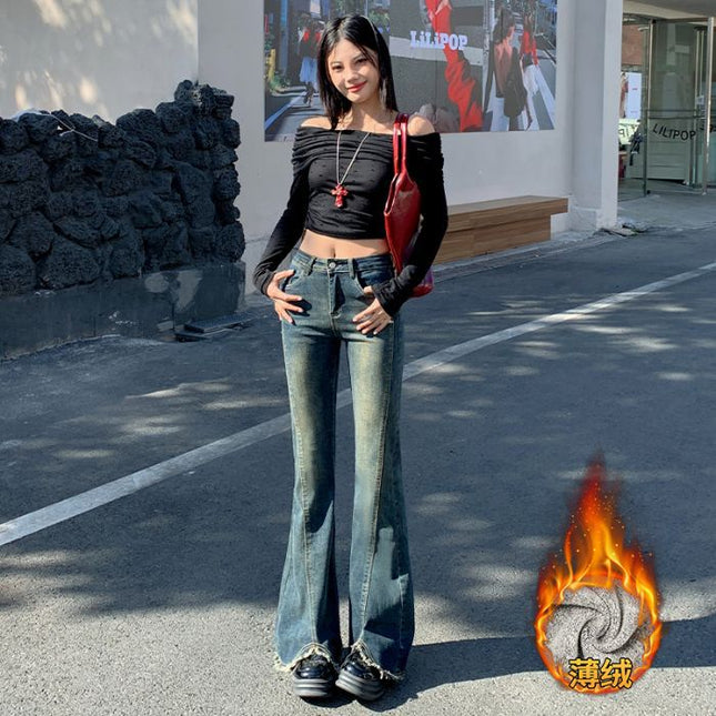 Women's 2025 New Style Small Design High Waist light blue American Jeans