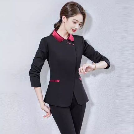 Hotel Work Clothes Autumn and Winter Women's Long Sleeve Hot Pot Restaurant Restaurant Hotel Front Desk Cashier Work Clothes