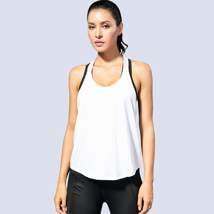 Women's Sports Vest Fitness Yoga Running T-Shaped Suspender Cover-Up Quick-Drying Breathable Loose Vest 2023