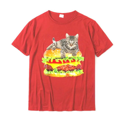 Hamburger Space Cat T-Shirt Funny Kitty Tee Women t Shirt Pr