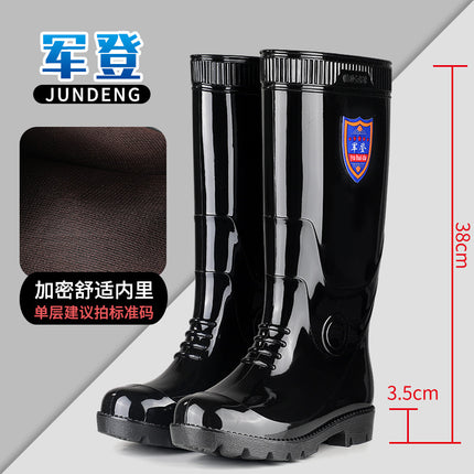 Kitchen High-Top Thickened Chef Rubber Shoes Non-Slip Rain Boots Waterproof Oil-Proof Kitchen Shoes with Cow Tendon Sole Men's Long Water Shoes