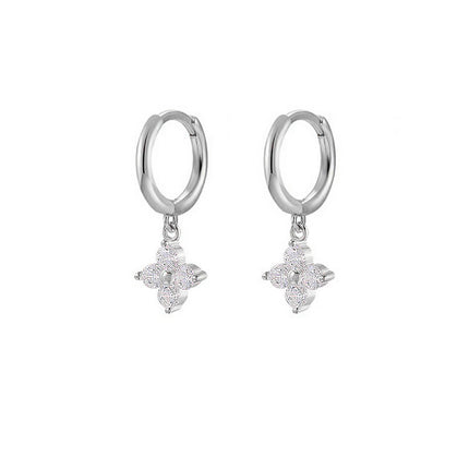 European and American Style Full Diamond Ins Wind Chain Tassel Petal Diamond Elegant Earrings Advanced Sense Design Earrings Ear Clip Earrings